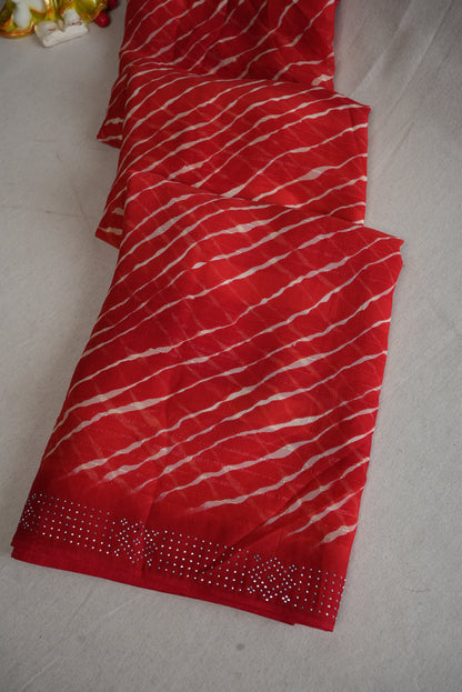 DAILY WEAR LEHRIYA SAREE WITH SIROSKI BORDER ON GEORGETTE FABRIC (WITH BLOUSE)      ##SR0307