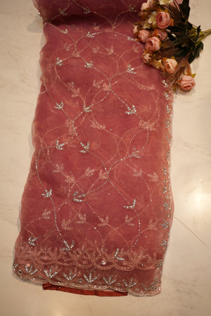 JAAL PATTERN SAREE ON FOUNTAIN FABRIC WITH CUTDANA HANDWORK (WITH BLOUSE)     ##SR0292