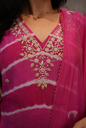 LEHRIYA 3PCS SUIT WITH ZARDOSI HANDWORK & BRUSHPRINT DUPPATA     ##SP086