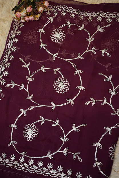 ROYAL GEORGETTE FABRIC GOTA PATTI JAAL WORK (WITH RUNNING BLOUSE)  ##SR0301