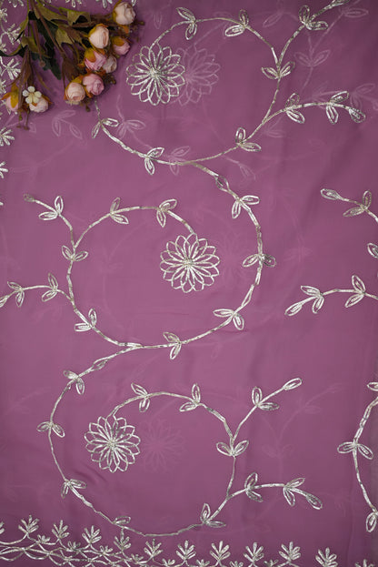 ROYAL GEORGETTE FABRIC GOTA PATTI JAAL WORK (WITH RUNNING BLOUSE)  ##SR0301