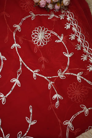 ROYAL GEORGETTE FABRIC GOTA PATTI JAAL WORK (WITH RUNNING BLOUSE)  ##SR0301