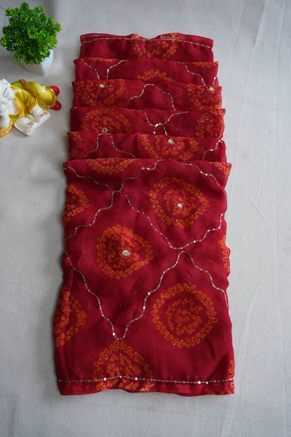 BANDHANI SPECIAL RAJWRI SAREE WITH AARI TARI WORK (WITHOUT BLOUSE)       ##SR0310