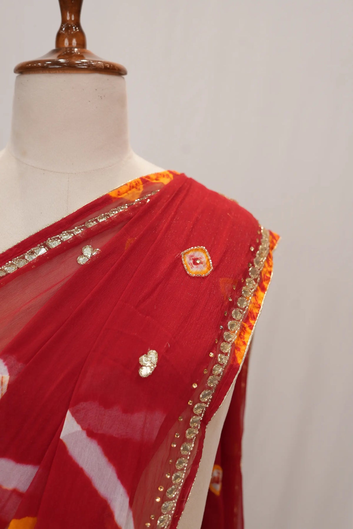 Lahriya Saree on Chiffon Fabric with Gota Patti & Cutdana Work