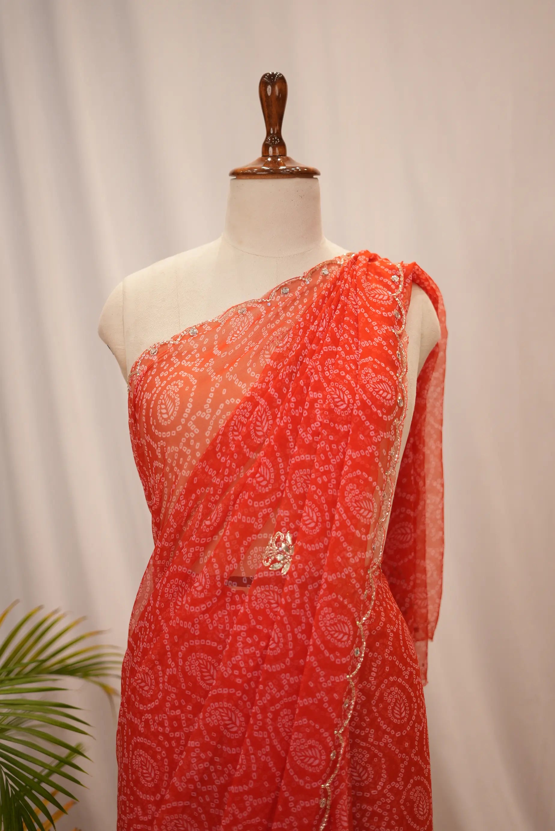Rajasthani Bandhani Saree on Georgette Fabric with Butta Pattern (with blouse)