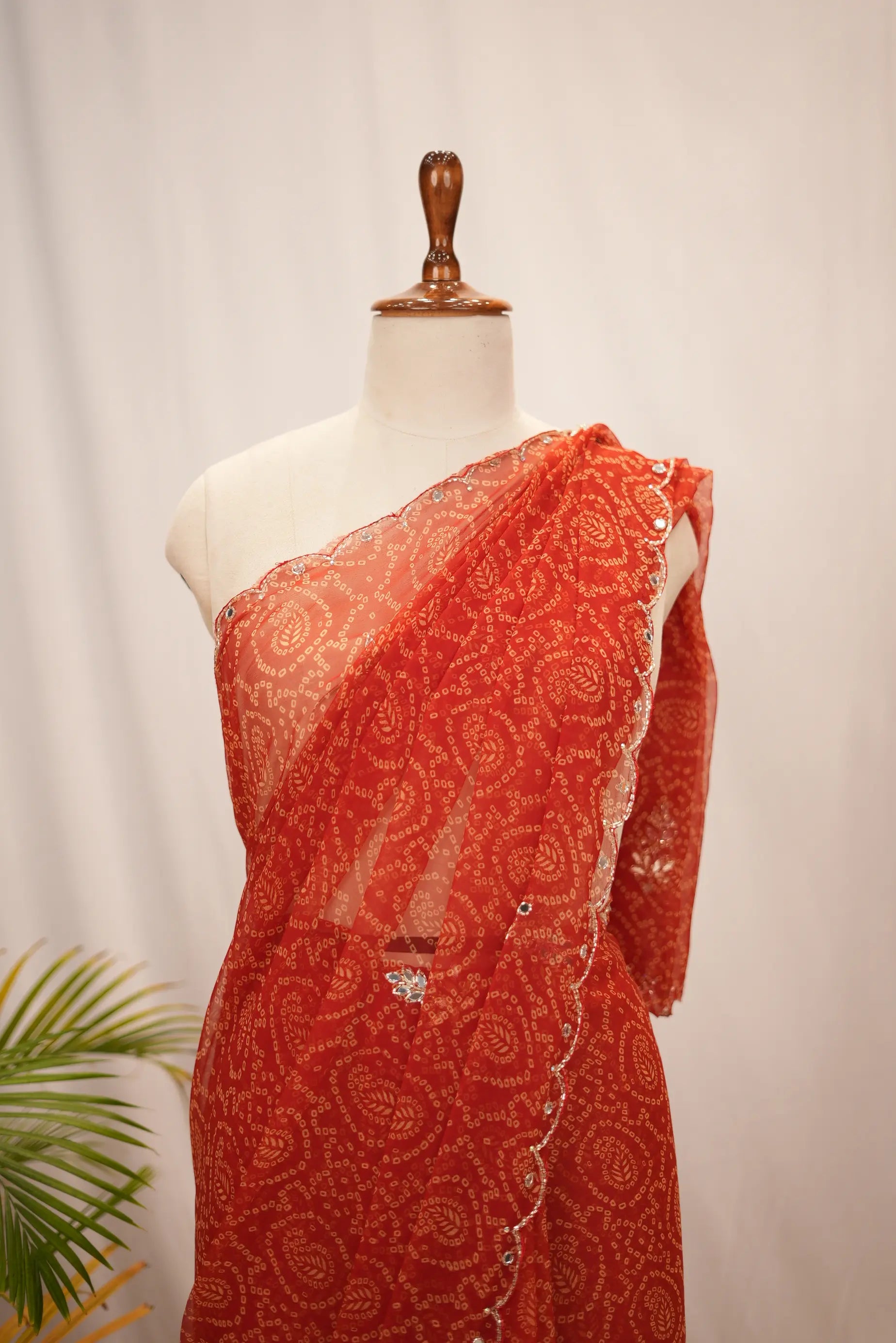 Rajasthani Bandhani Saree on Georgette Fabric with Butta Pattern (with blouse)
