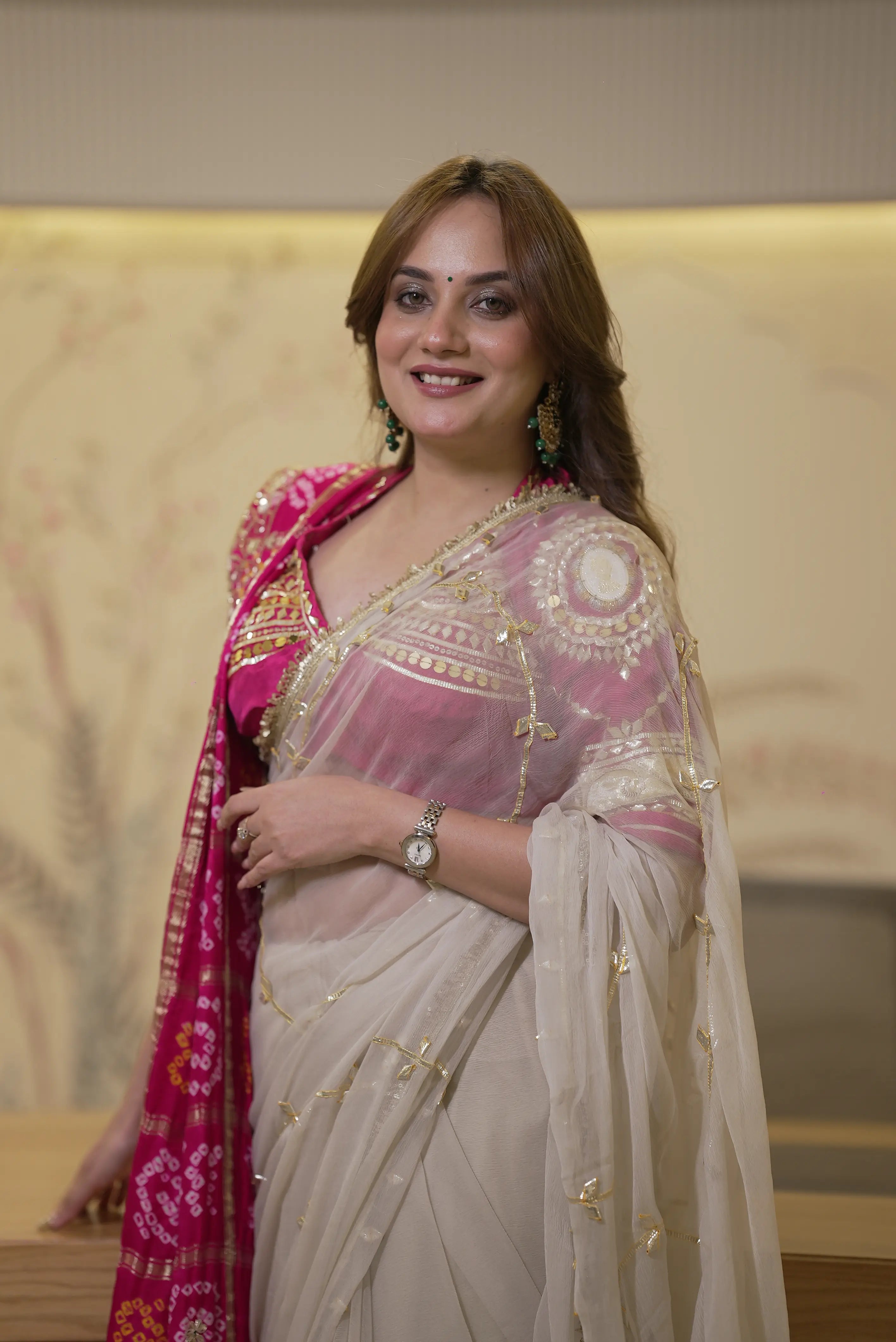 Kachi Gota Patti & Rajasthani Angi Blouse With Pure Engraved Silver Coin