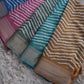 COTTAN SILK FABRIC LEHERIYA SAREE WITH ZARE WEAVING BORDER AND LINNING PATTERN (WITH BLOUSE) ##SR0305