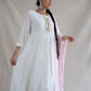 WHITE ANARKALI CHIKENKARI 3-PIECE SUIT WITH DUPPATA ##SP092