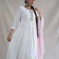 WHITE ANARKALI CHIKENKARI 3-PIECE SUIT WITH DUPPATA ##SP092