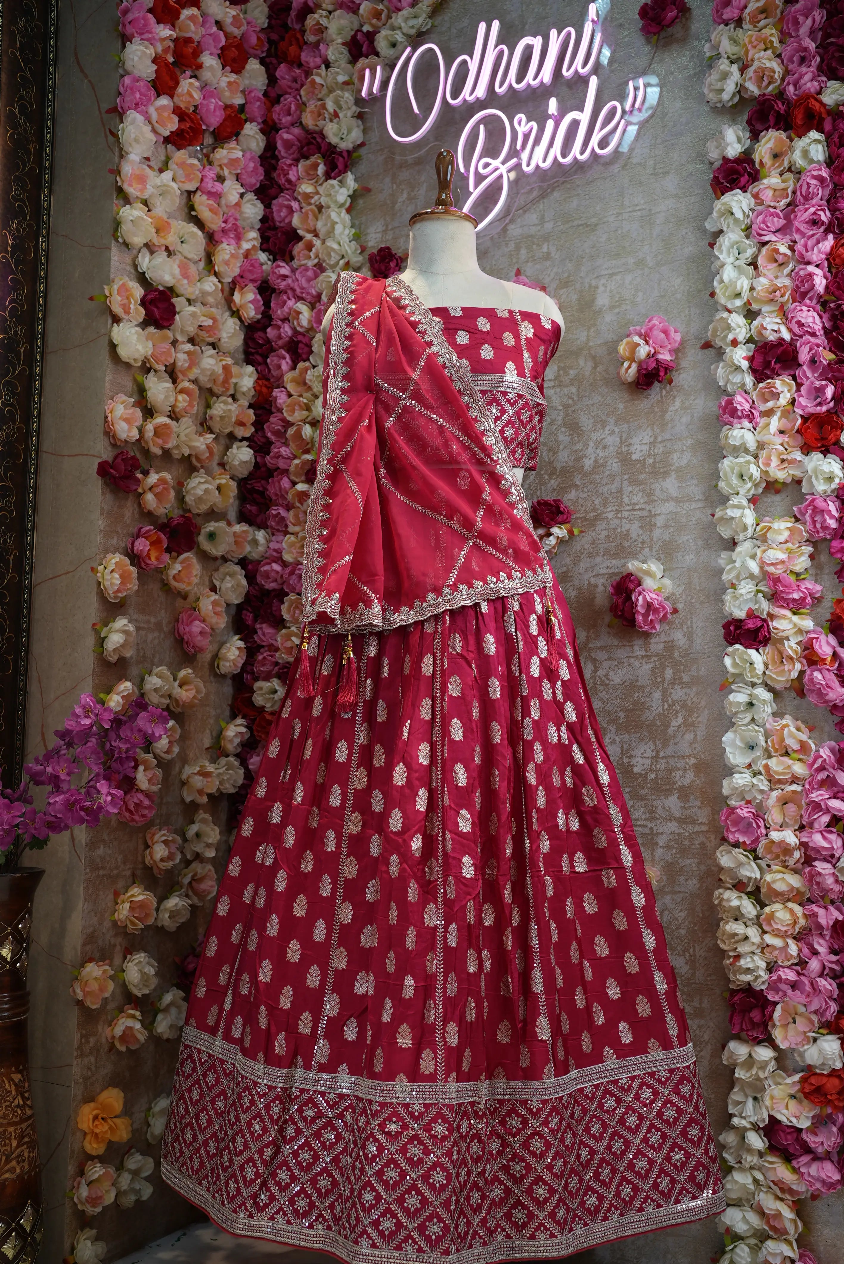 Full-Flair Rajwadi Lehenga with Banarasi Zari & Jaal Dupatta (UNSTITCHED)