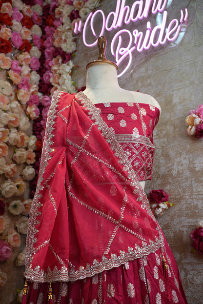 Full-Flair Rajwadi Lehenga with Banarasi Zari Weaving with Jal Dupatta with Sequence work ##LC018