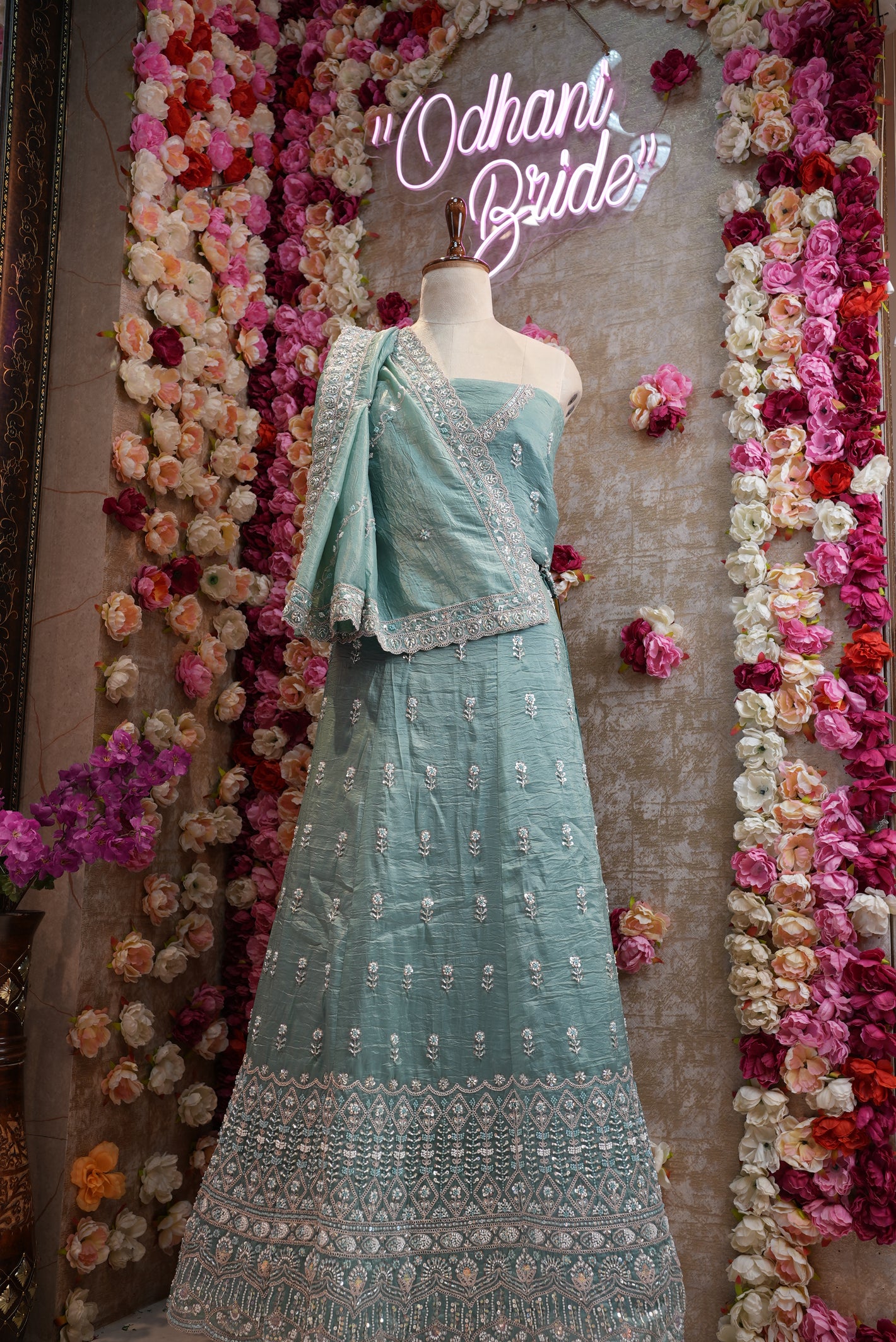 CRUSH TISSUE LEHENGA  WITH BEADS WORK ##LC020