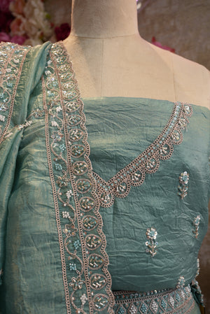 CRUSH TISSUE LEHENGA  WITH BEADS WORK ##LC020
