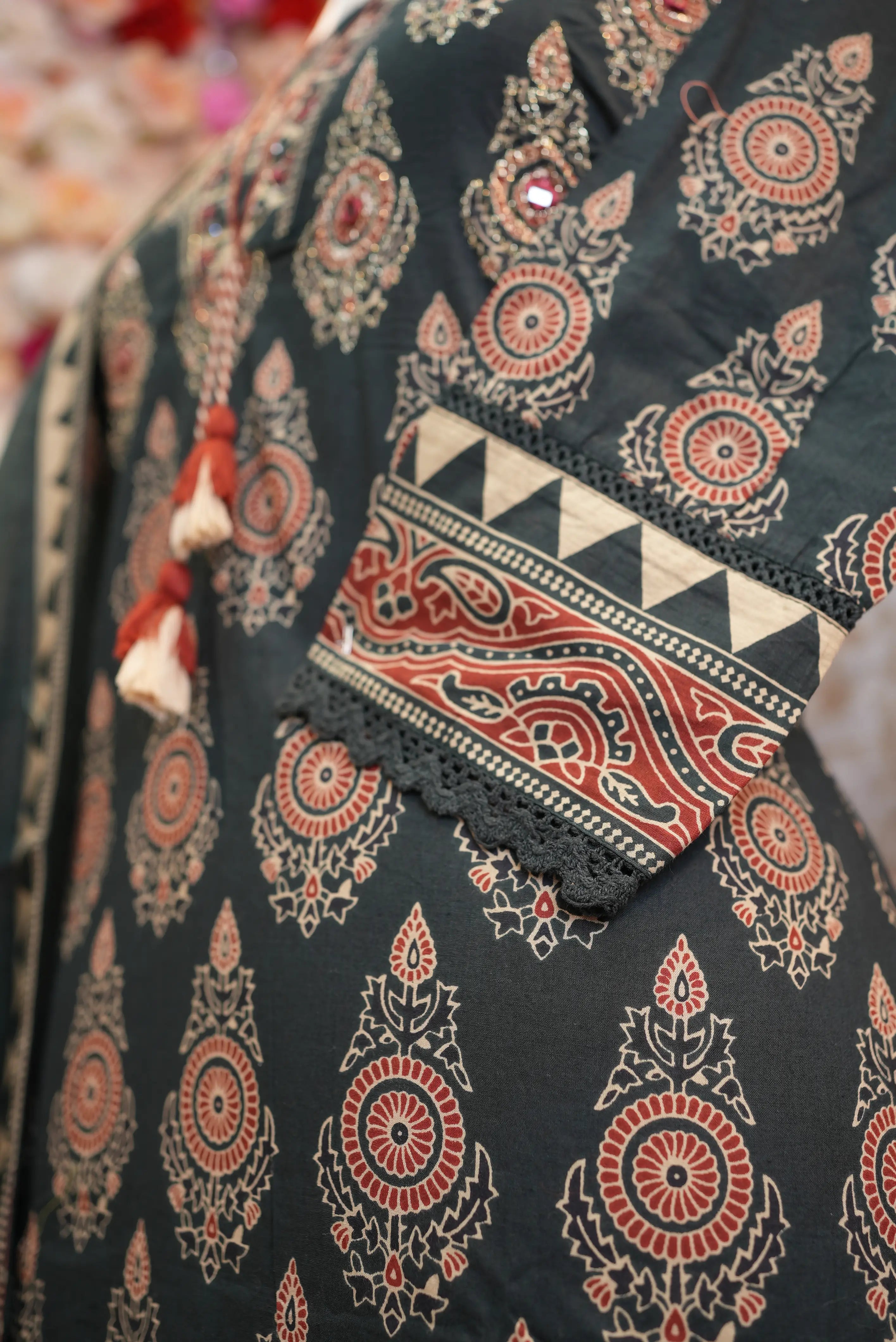cottan suit in block print with Printed duppata