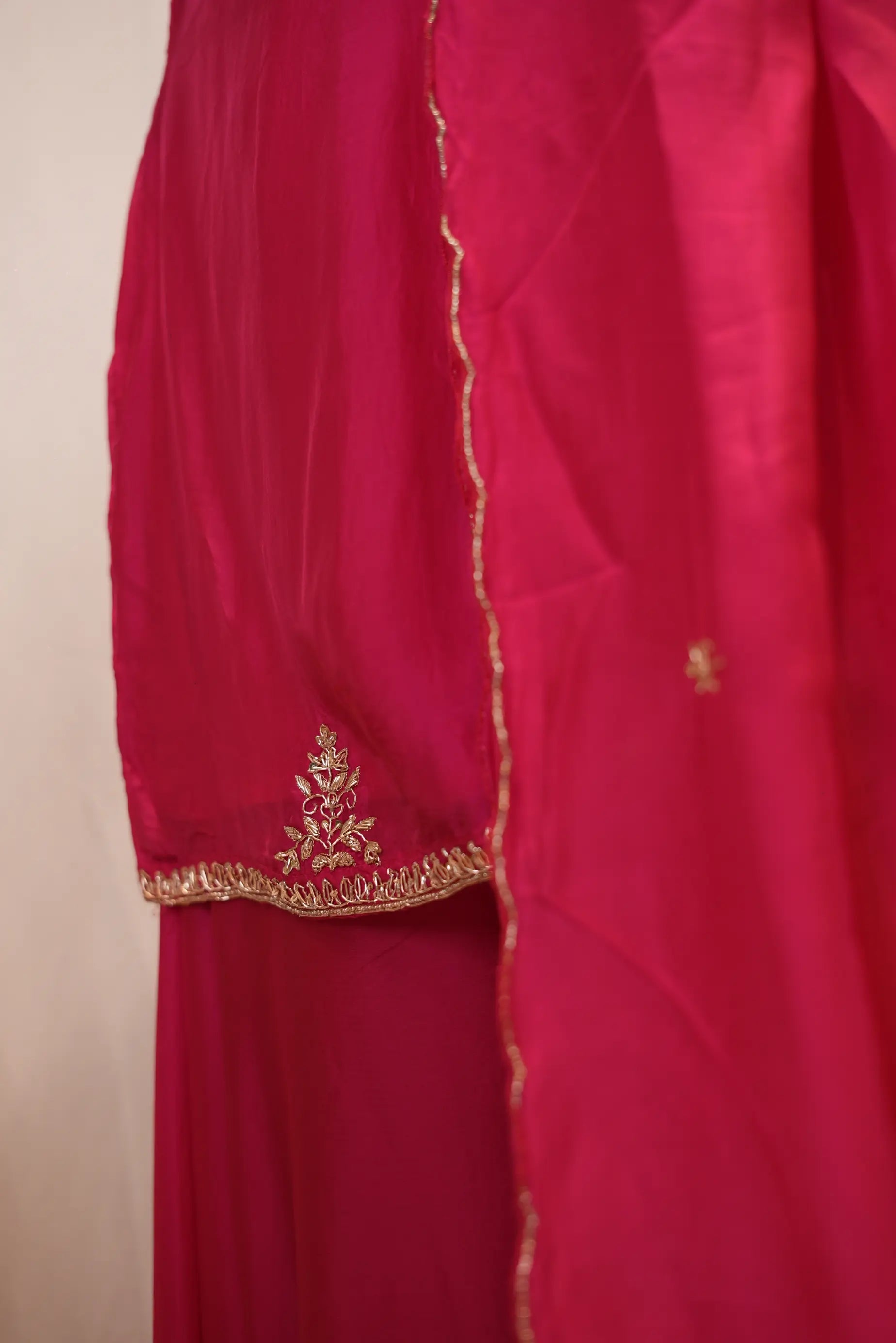 Pink Embroidered Kurta Palazzo Set with Dupatta