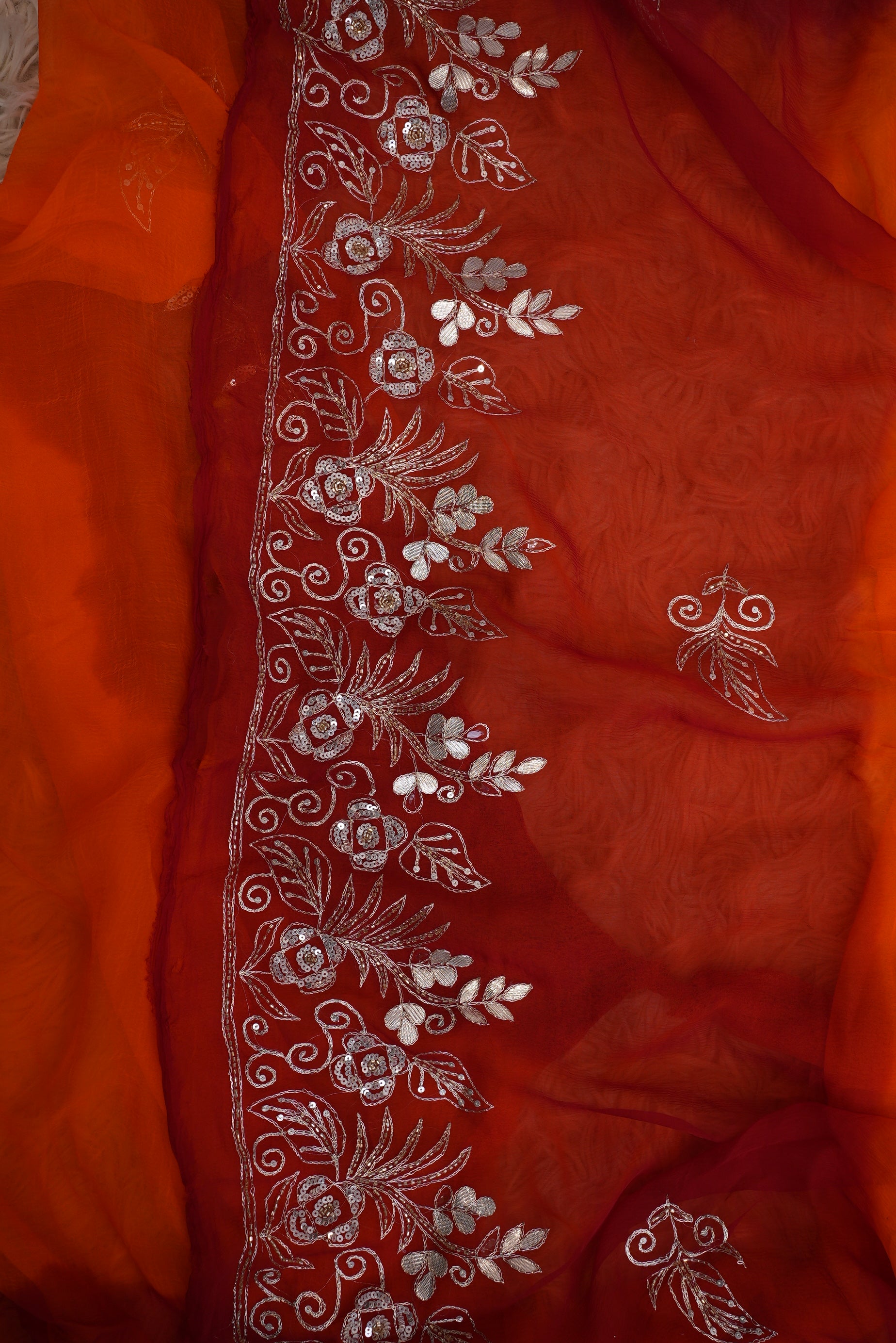 Traditional Rajasthani Pila Saree With Aari And Buta Work