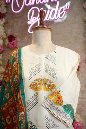 modal gaji fabric digital print suit with kalamkari dupatta & handwork ##SP011