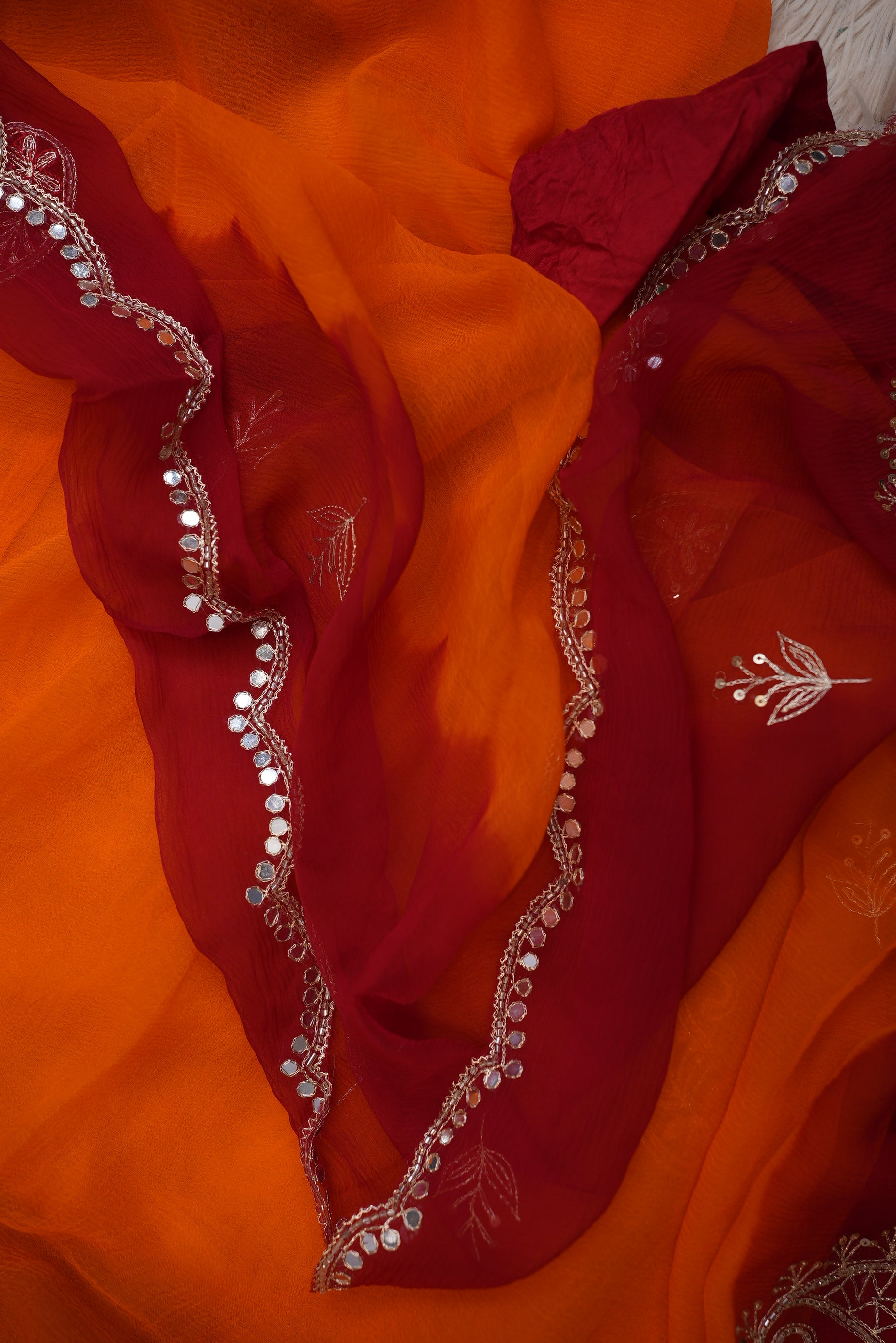 Pure Chiffon Traditional Pila Saree With Hand Vintage Work