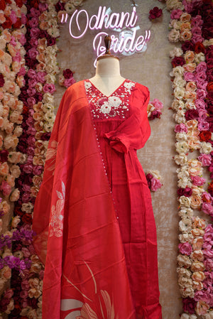 Pure Chinon fabric round Pintex suit with digital print dupatta ##SP013