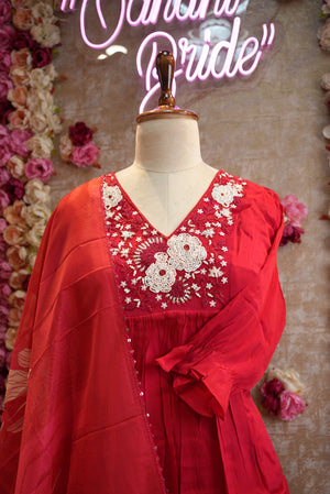 Pure Chinon fabric round Pintex suit with digital print dupatta ##SP013