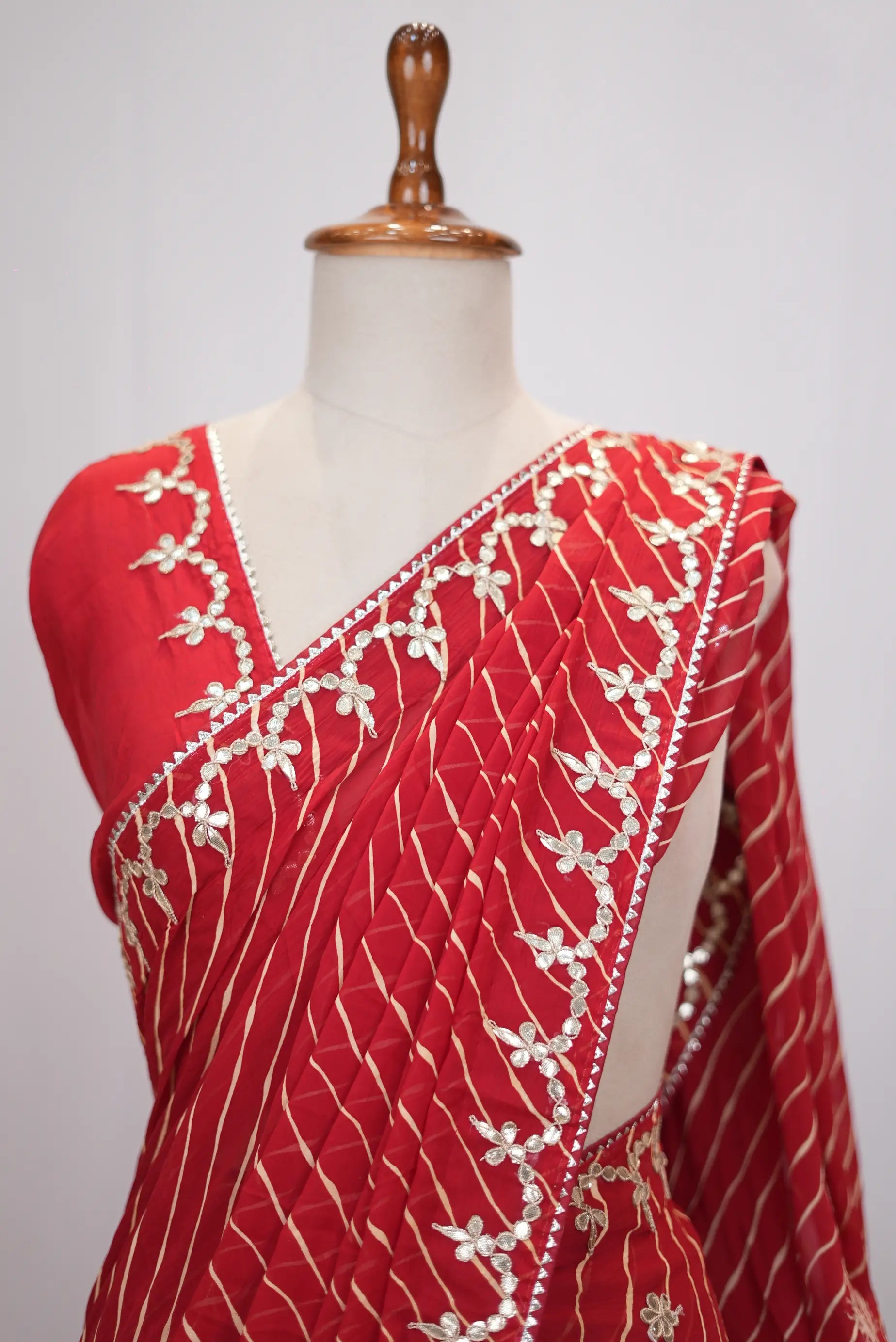 Rajasthani Leheriya Saree With Gota Patti Work (With Blouse)