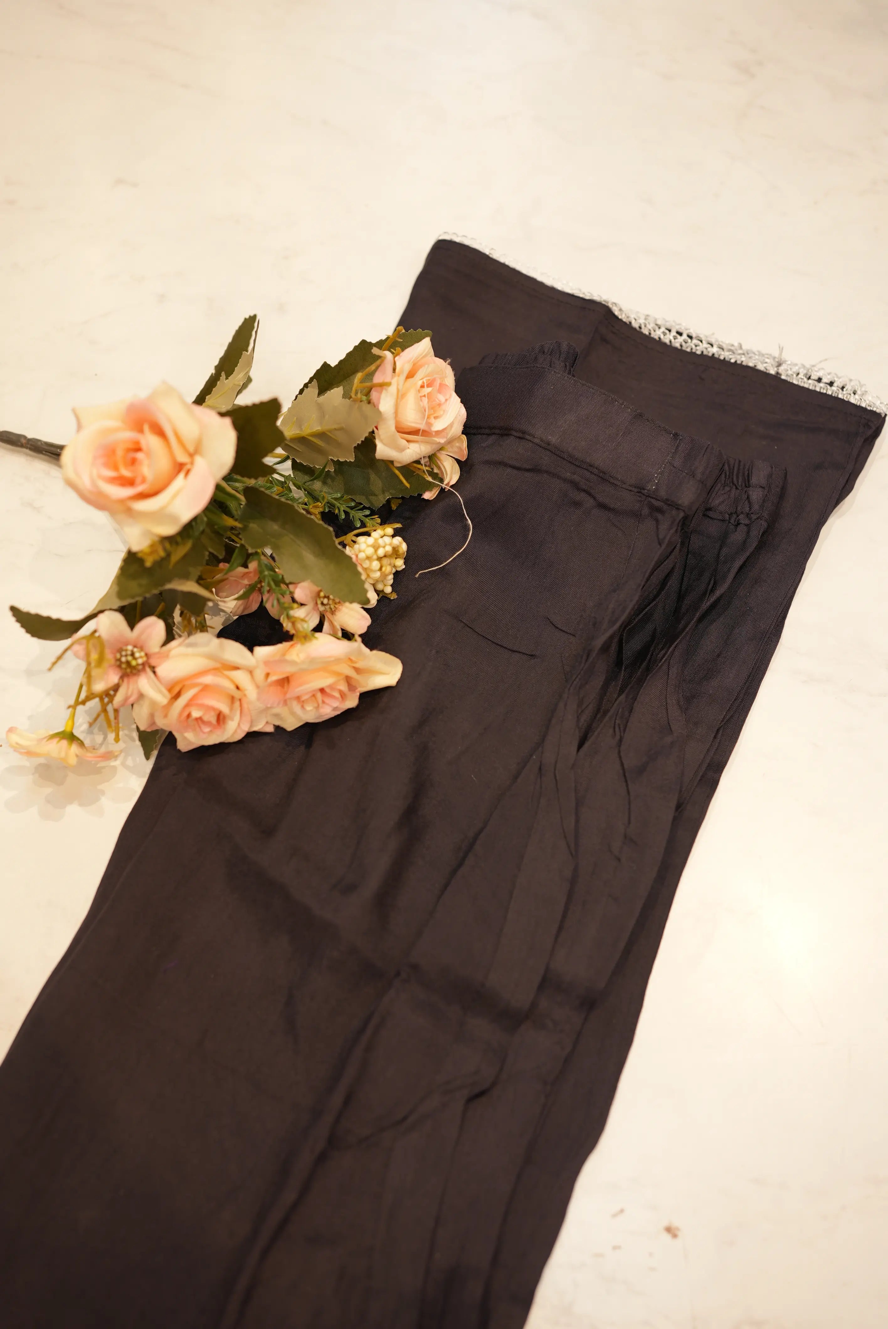 chinon fabric suit with handwork & pleats design