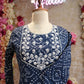 Blue Bandhani pure cotton suit with neck embroidery ##SP016