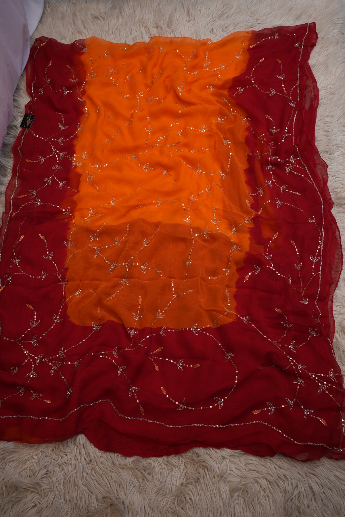 Handwork pila saree with aari tari and sequence work (with blouse)