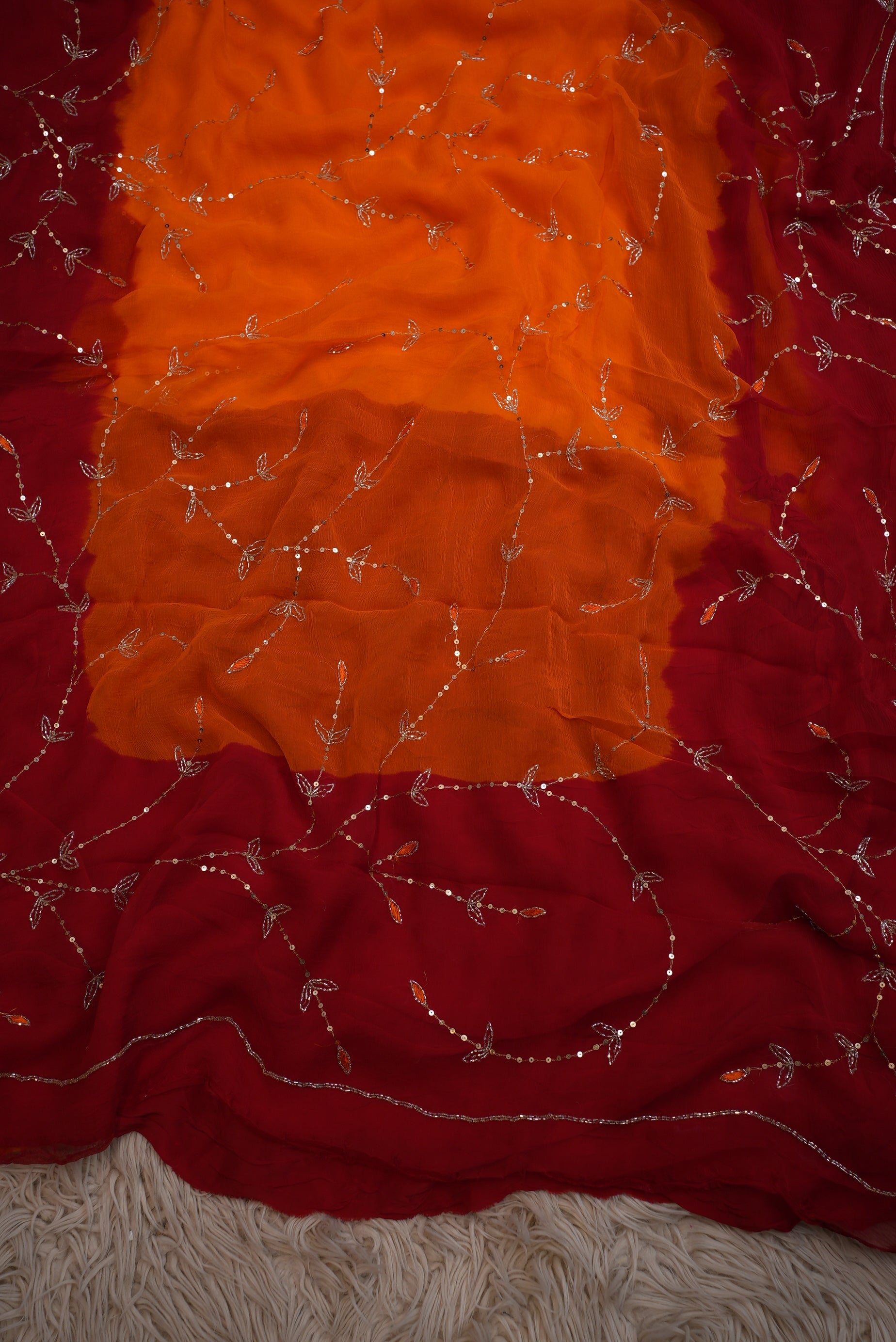 Handwork pila saree with aari tari and sequence work (with blouse)