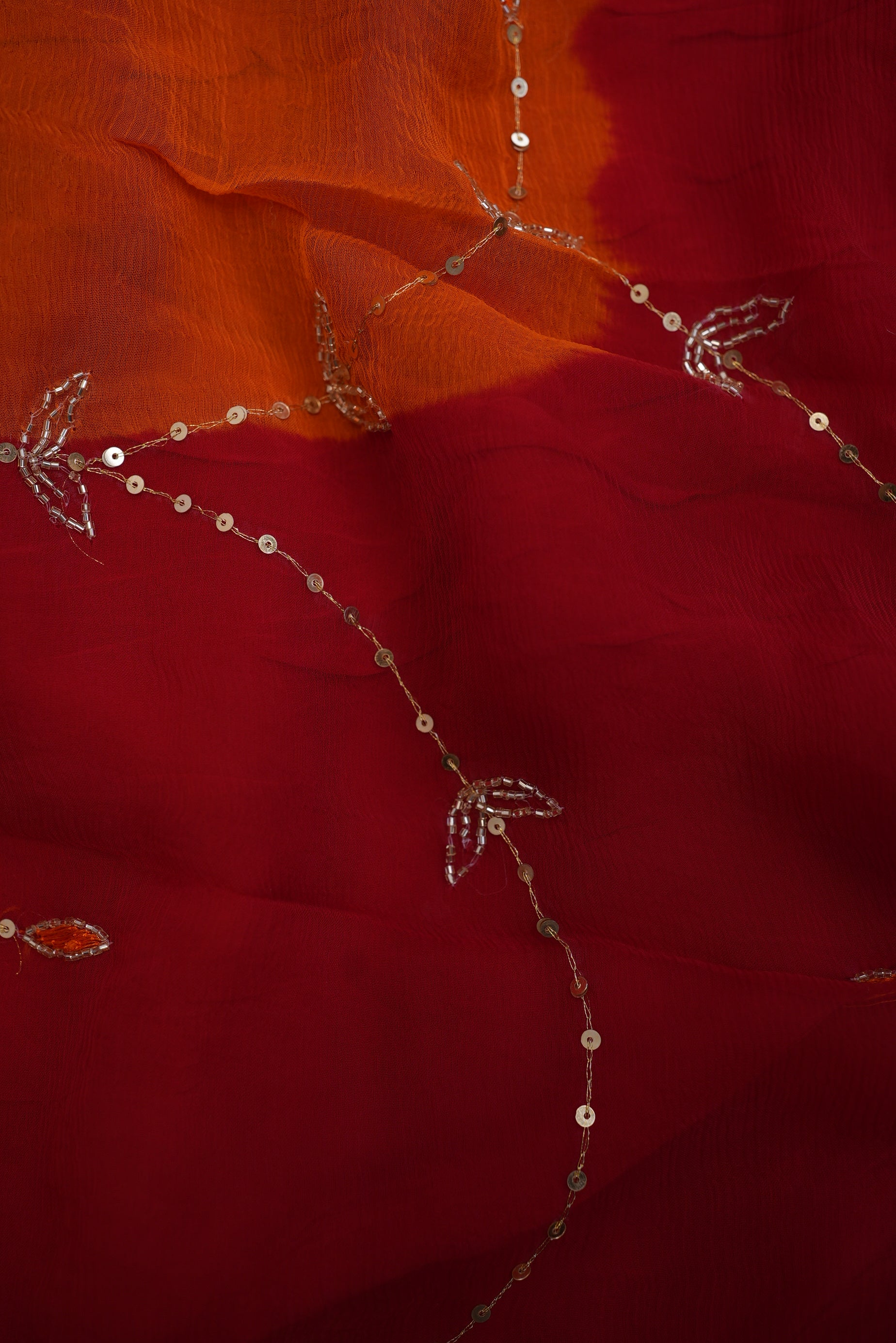 Handwork pila saree with aari tari and sequence work (with blouse)