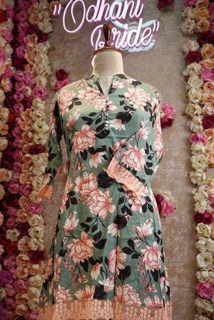 Flower print cotton CO-ORD set with less pattern ##SP018