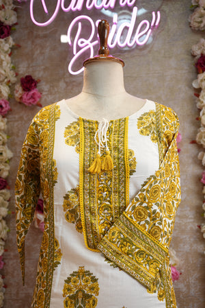 Pure cotton fabric suit with sanganeri print & printed bottam border ##SP019