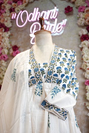 Cotton anarkali suit with sanganeri print ##SP023