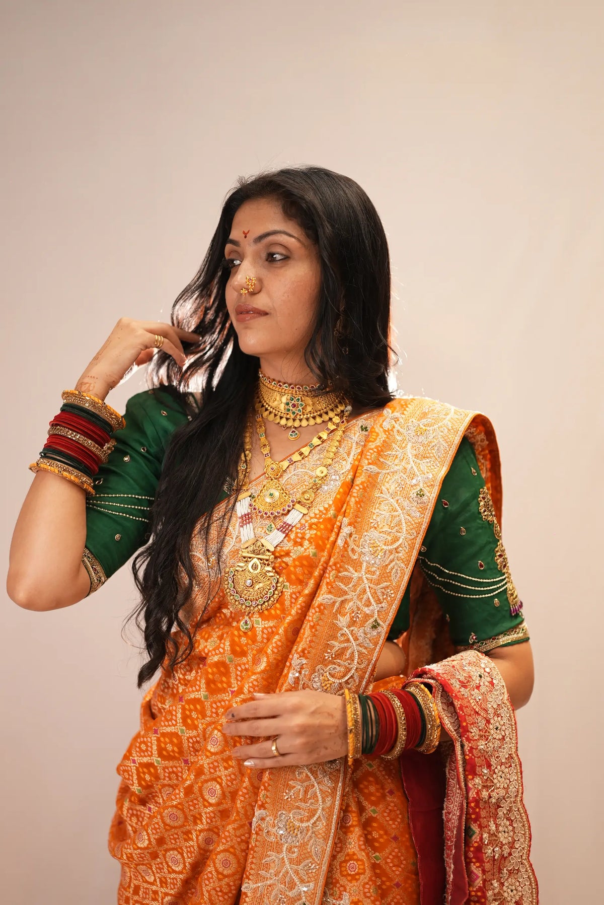 Pure Kaddi Georgette Rust Orange Saree with Zari Weaving, Minakari & Maggam Handwork Blouse