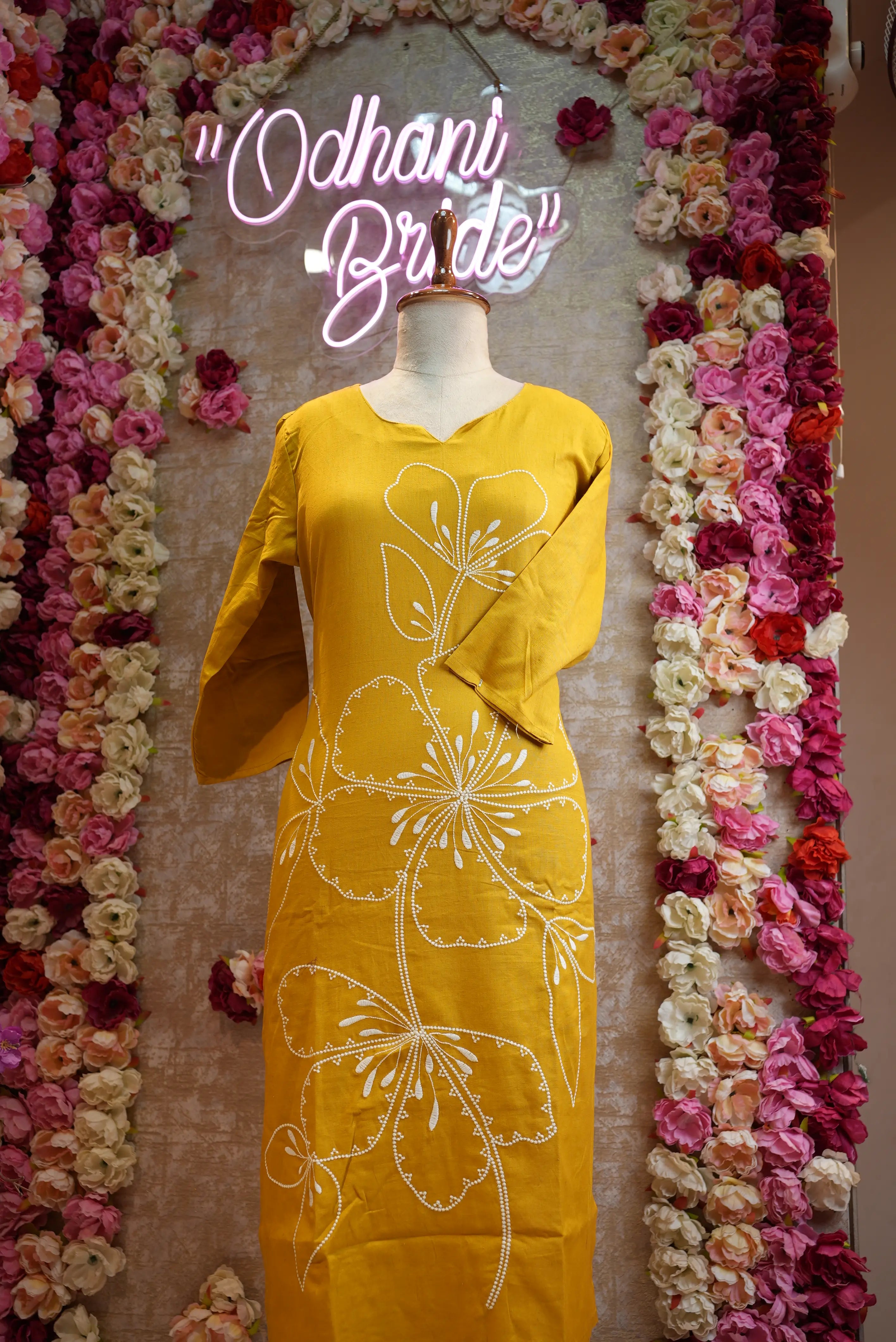 Flex febric with mustard colour co-ord set 2 pices