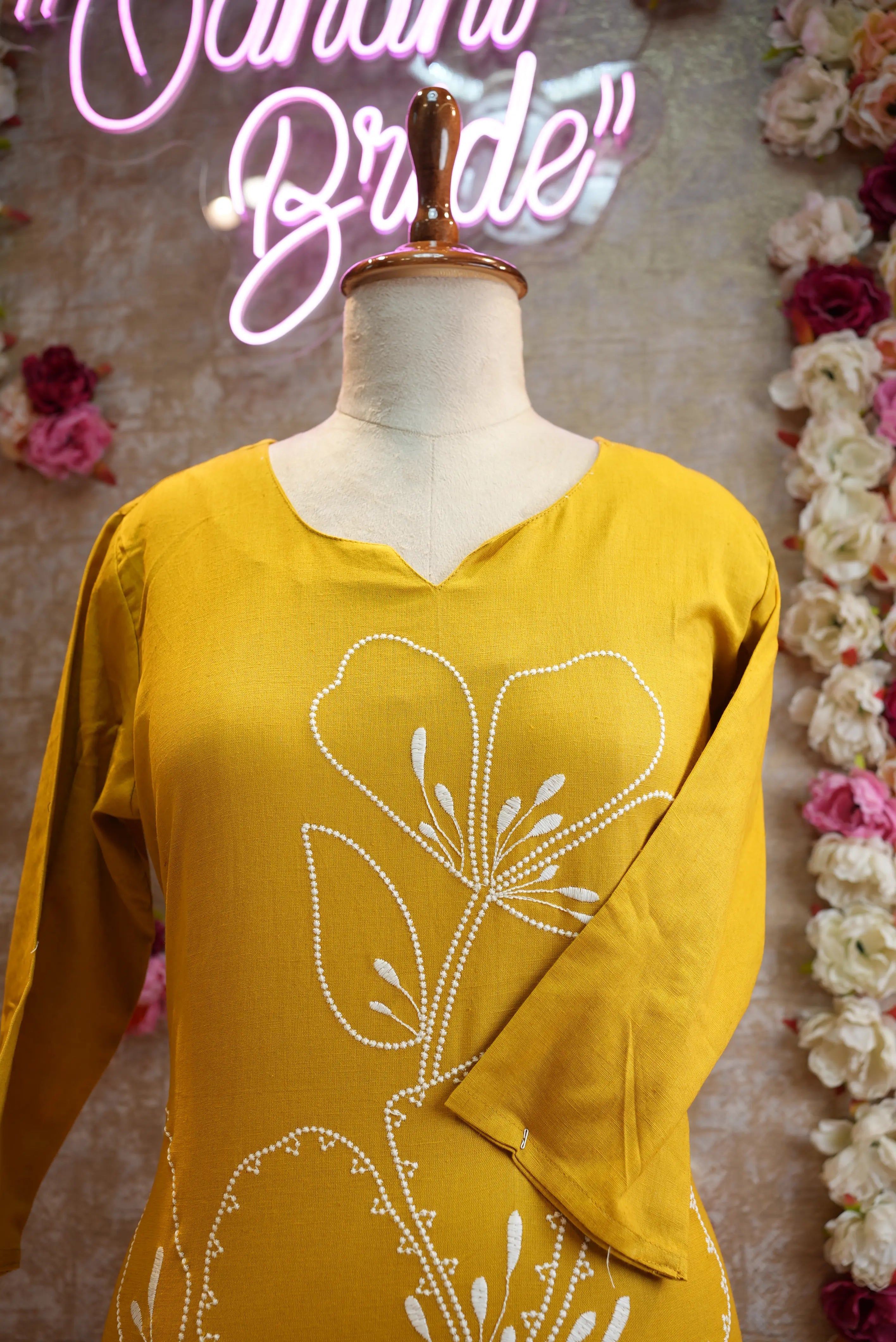 Flex febric with mustard colour co-ord set 2 pices