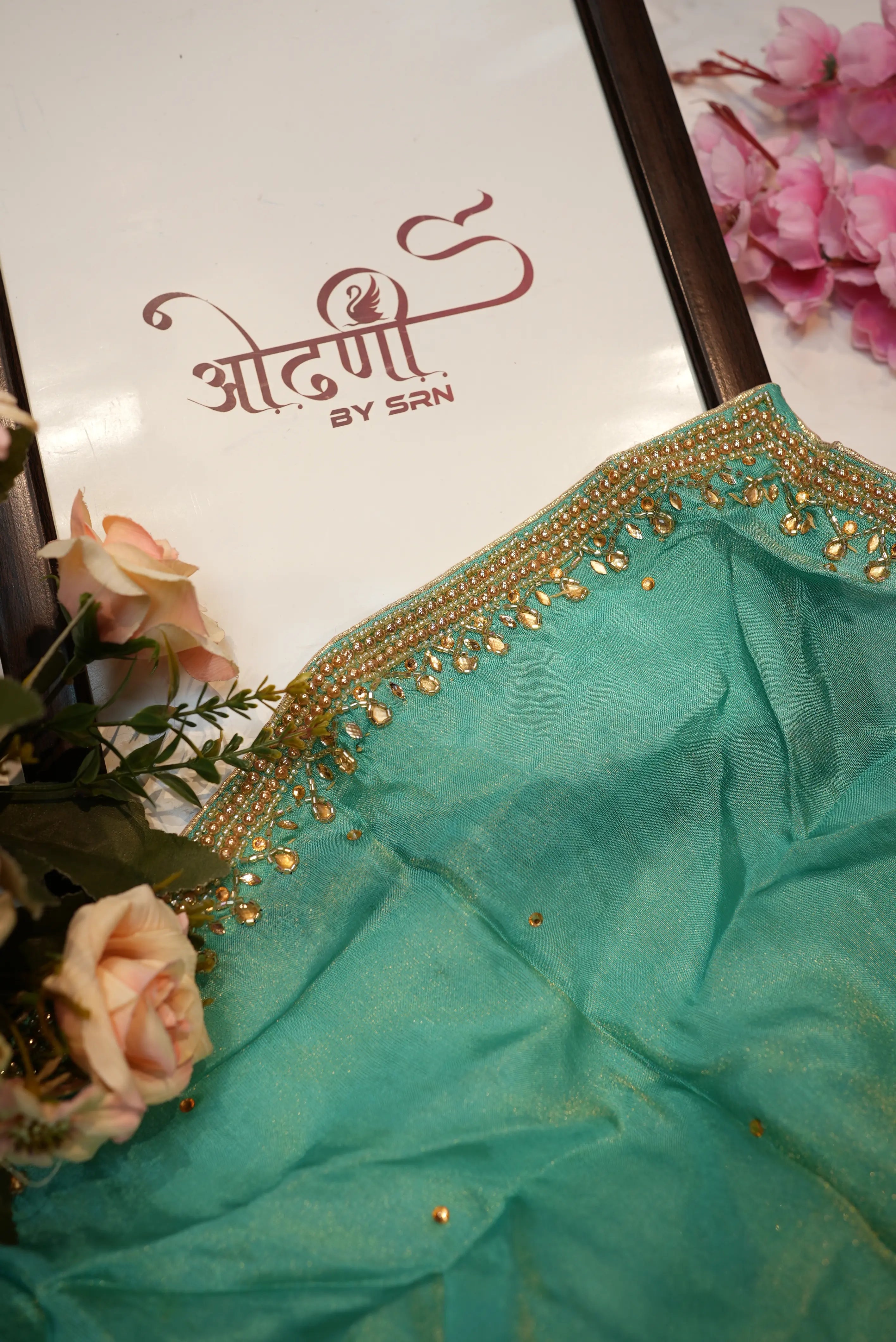 Chinon fabric heavy handwork suit with border dupatta (UNSTITCHED)