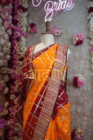 🌟 Elegant Fancy Pila Saree – Hand Work Buta on Viscose Georgette Fabric with Jari Border 🌟 ##SR013