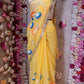 BRUSH PRINT DESIGN WITH KACHI GOTA PATTI WORK & LACE SAREE (WITH BLOUSE) ##SR596