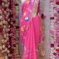 BRUSH PRINT DESIGN WITH KACHI GOTA PATTI WORK & LACE SAREE (WITH BLOUSE) ##SR596