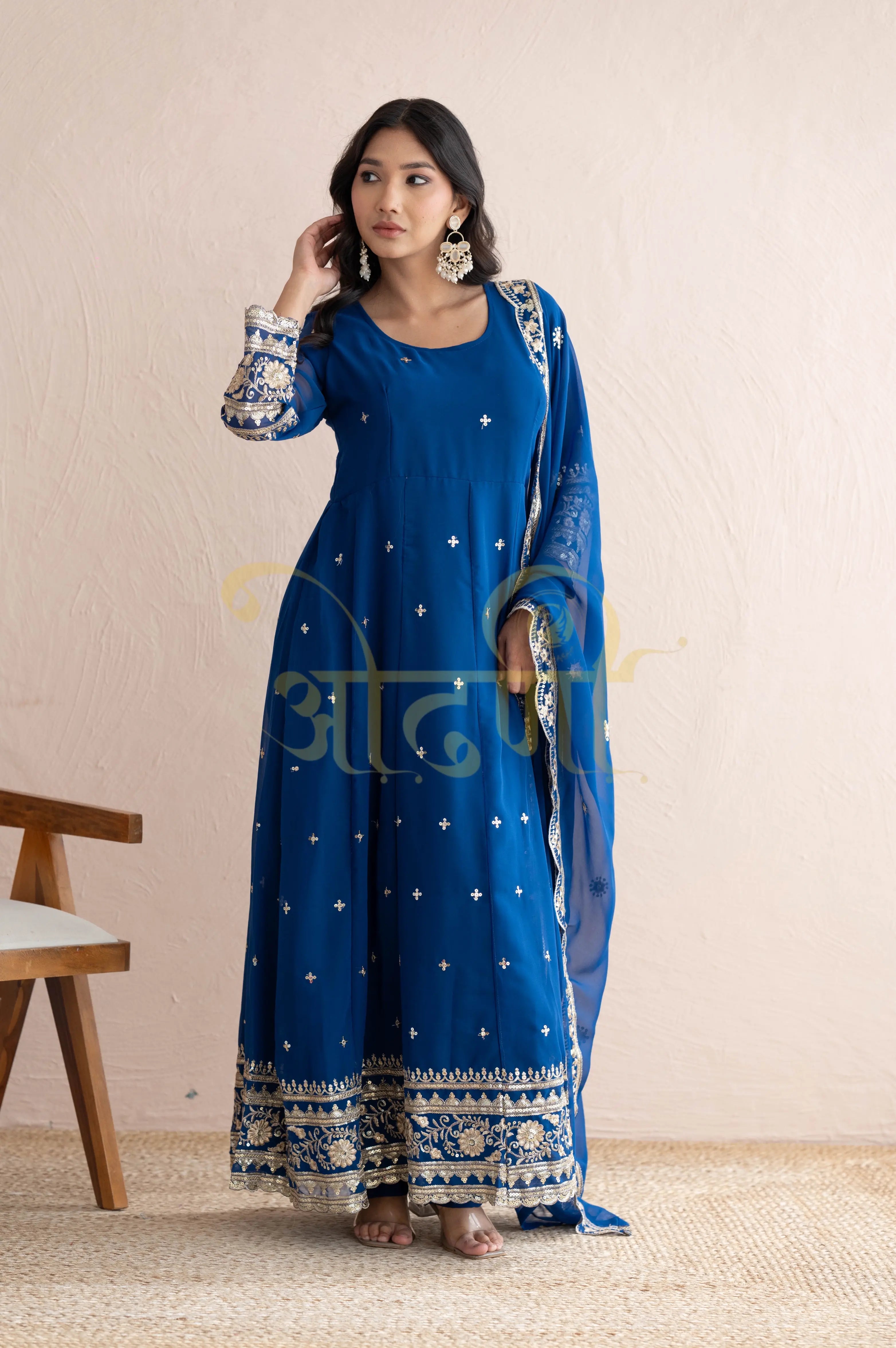 GEORGETTE FABRIC ANARKALI 3-PIECE SUIT WITH DUPATTA
