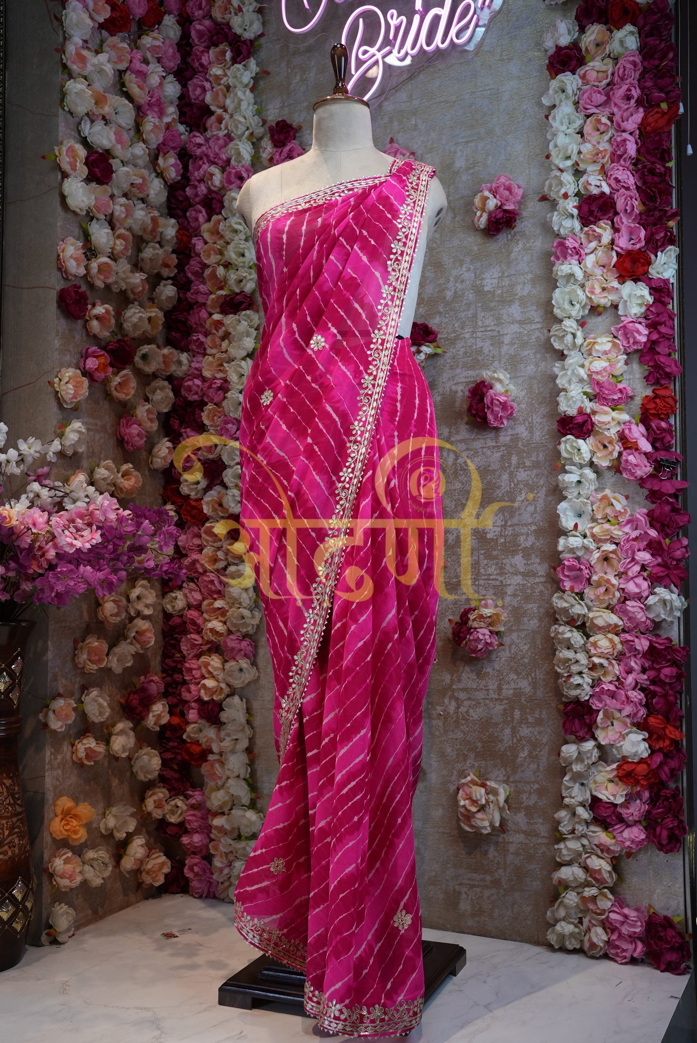LEHRIYA SAREE WITH GOTAPATTI WORK ON GEORGETTE FABRIC   ##SR048