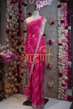 LEHRIYA SAREE WITH GOTAPATTI WORK ON GEORGETTE FABRIC   ##SR048