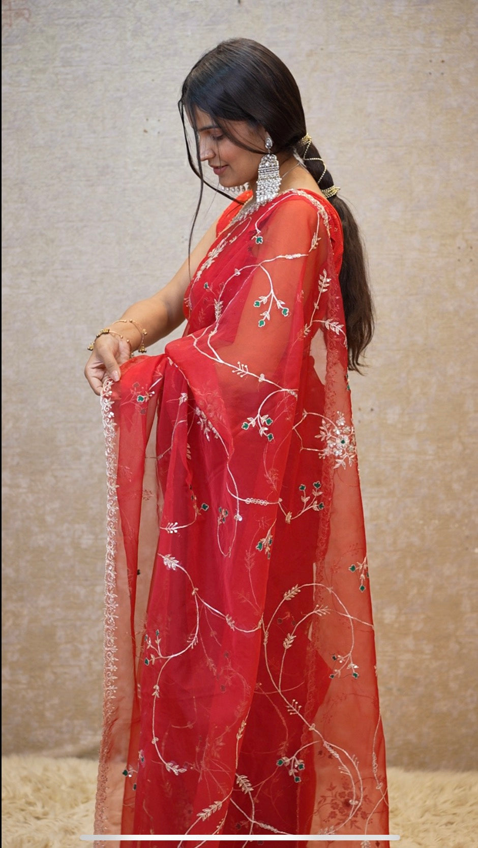 Calcutta Pure Zardozi Kasab Handwork Saree