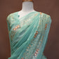 GEORGETTE FABRIC SAREE WITH HEAVY BORDER, ALOG WITH SMALL BUTI (WITH CONTRAST BLOUSE) ##SR630