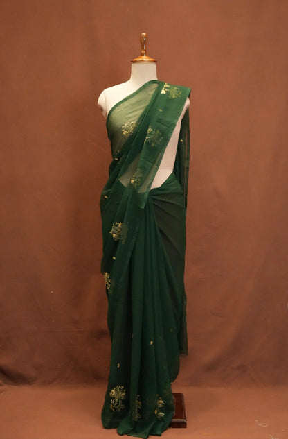 RAJPUTI DESIGN ROYAL GEORGETTE FABRIC SAREE WITH AARI TARI WORK AND SMALL BUTI ##SR615