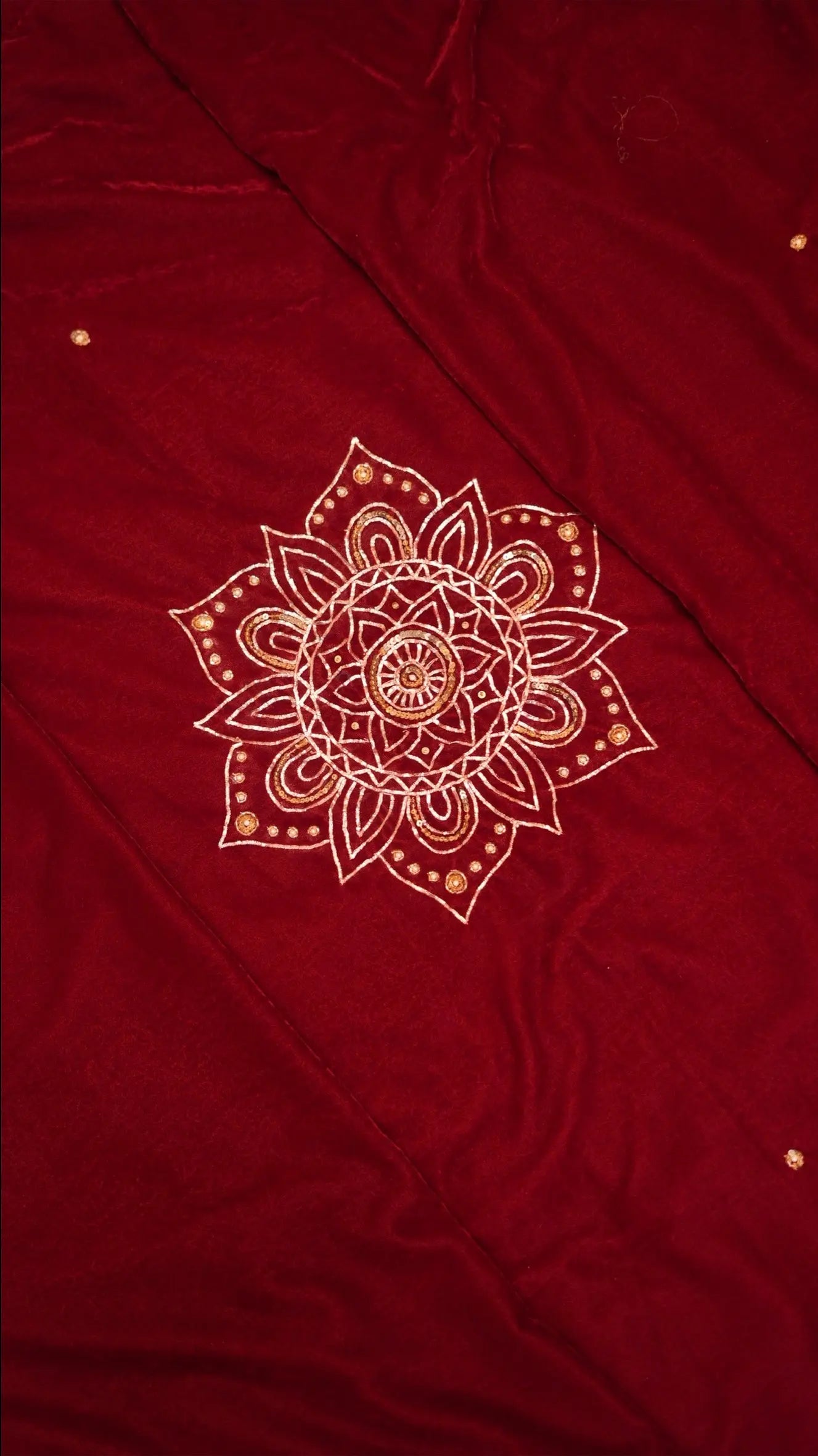 Handmade Velvet Shawl with Pita Work & Mandala Buti Art (CUSTOMISABLE)