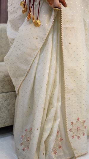 VINTAGE WORK PURE TISSUE FABRIC ZARI WEAVING SAREE WITH FULL SLEEVES RAJASTHANI ANGI BLOUSE ##SR487