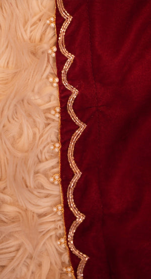 HANDMADE VELVET SHAWL WITH PITA WORK AND MANDALA ART WITH BUTI (CUSTOMISABLE) ##SH03